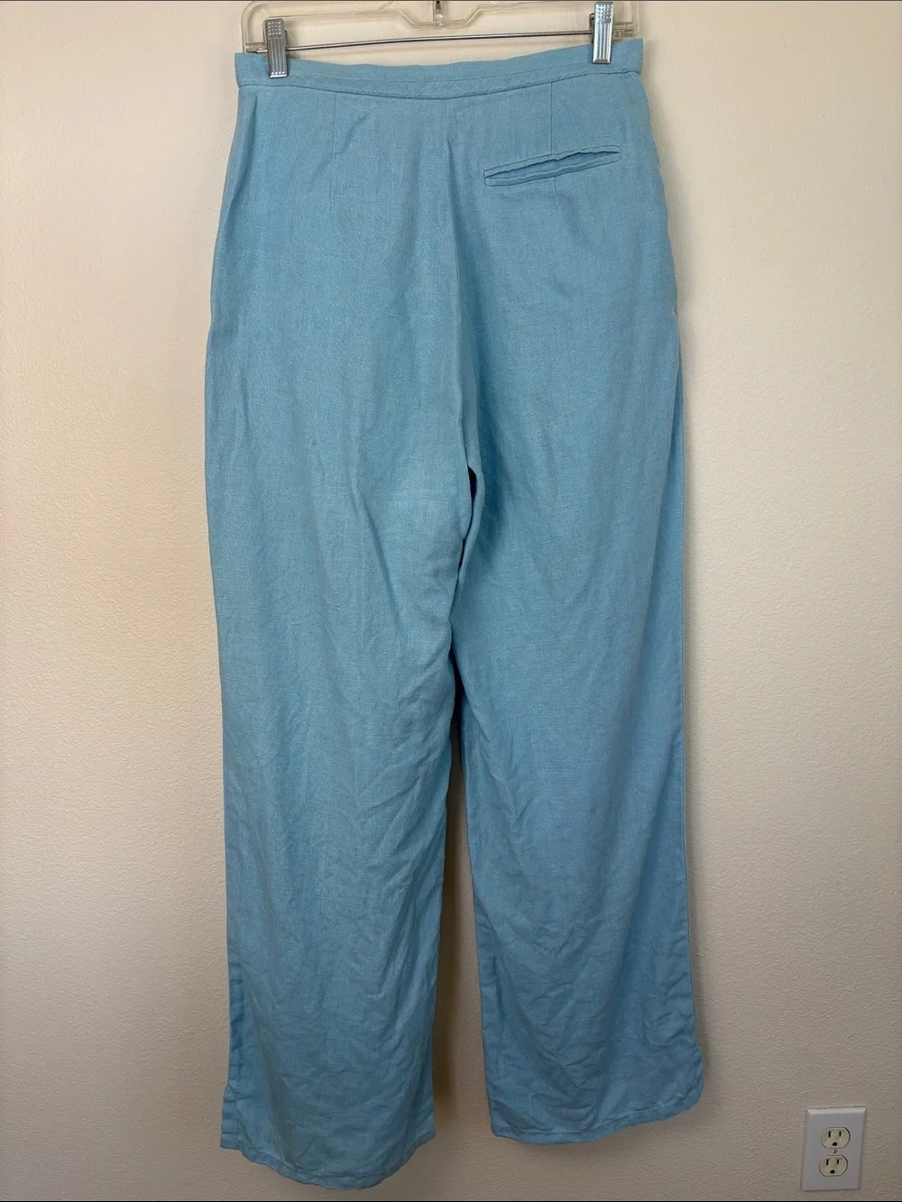 Banana Republic Blue 100% Linen Wide Leg Drawstring Pants Size 8 Relaxed